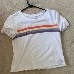 White t shirt with colored stripes